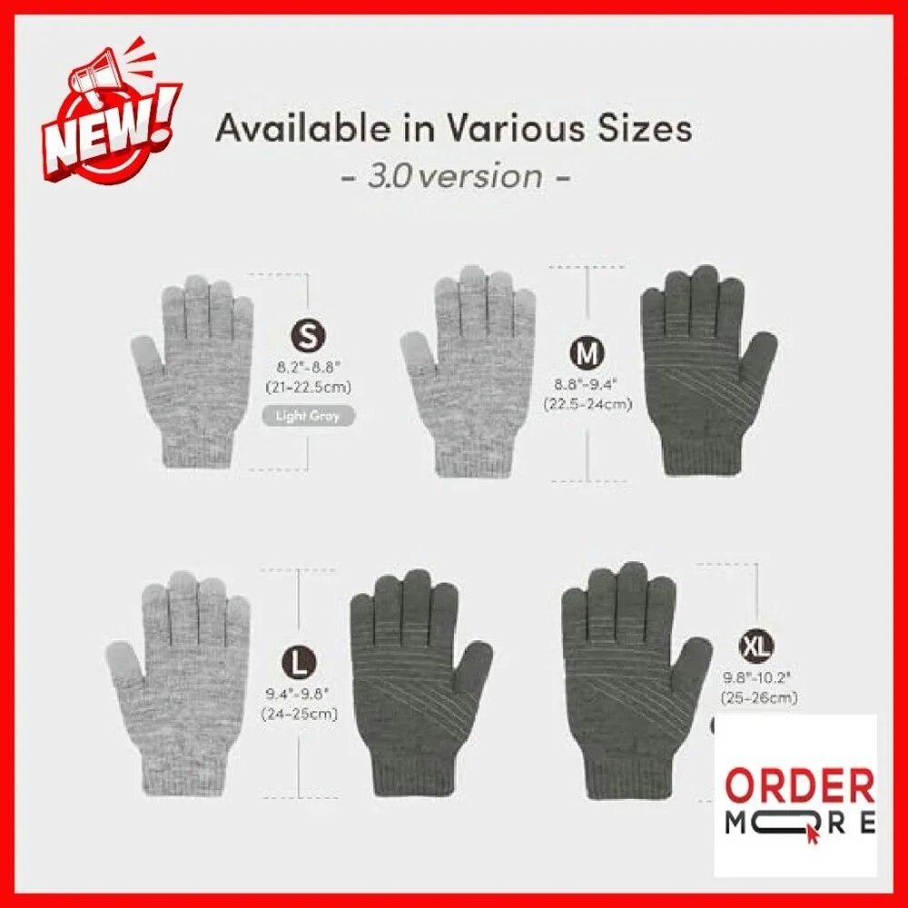 Winter Touchscreen Gloves Warm Knit Texting Sizes S M L XL